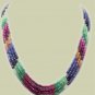 Designer emerald,sapphire & ruby bead gemstone necklace