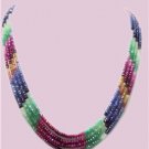 stunning emerald,sapphire & ruby bead gemstone necklace
