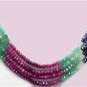 stunning emerald,sapphire & ruby bead gemstone necklace