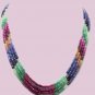 stunning emerald,sapphire & ruby bead gemstone necklace