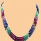 Designer ruby,sapphire & emerald bead gemstone string