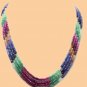 Designer ruby,sapphire & emerald bead gemstone string
