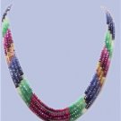 4 strand ruby,sapphire & emerald gemstone necklace.
