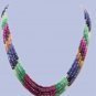 4 strand ruby,sapphire & emerald gemstone necklace.