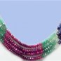 Green emerald,red ruby & sapphire gemstone necklace