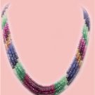 Handmade ruby,sapphire & emerald bead gemstone string