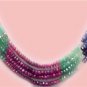 Handmade ruby,sapphire & emerald bead gemstone string
