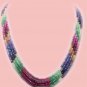 Handmade ruby,sapphire & emerald bead gemstone string