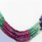 Green emerald,red ruby & blue sapphire gemstone string