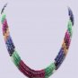 Green emerald,red ruby & blue sapphire gemstone string