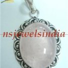 14.34gms Rose quartz color gemstone & silver pendant