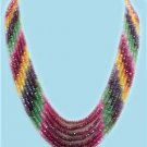 Natural emerald,sapphire & ruby bead gemstone necklace