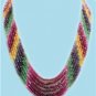 Natural emerald,sapphire & ruby bead gemstone necklace