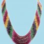 Natural emerald,sapphire & ruby bead gemstone necklace