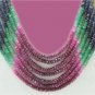 Natural ruby,emerald & sapphire gemstone bead necklace