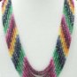 Natural ruby,emerald & sapphire gemstone bead necklace