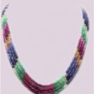 4 strand ruby,sapphire & emerald gemstone necklace