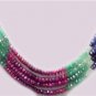 4 strand ruby,sapphire & emerald gemstone necklace