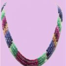 Handmade emerald,sapphire & ruby bead gemstone necklace