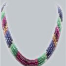 Green emerald,red ruby & blue Sapphire gemstone string