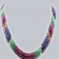 Green emerald,red ruby & blue Sapphire gemstone string