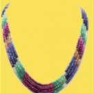 Designer ruby,sapphire & emerald bead gemstone necklace