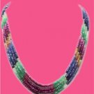 Handcrafted ruby,sapphire & emerald gemstone necklace