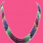 Handcrafted ruby,sapphire & emerald gemstone necklace