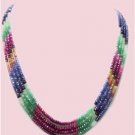 Natural emerald,ruby & sapphire beads gemstone necklace