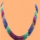 stunning ruby,sapphire & emerald bead gemstone string