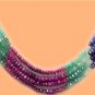stunning ruby,sapphire & emerald bead gemstone string