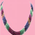 Natural emerald,sapphire & ruby gemstone necklace