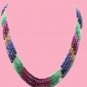 Natural emerald,sapphire & ruby gemstone necklace