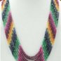 Designer sapphire,ruby & emerald bead gemstone necklace