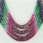 Designer sapphire,ruby & emerald bead gemstone necklace