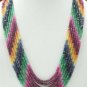 Designer sapphire,ruby & emerald bead gemstone necklace
