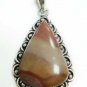 15.40gms Handmade Natural agate gemstone silver pendant