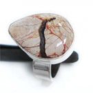 5.87gms Handmade natural agate gemstone silver ring