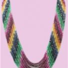 7 strand sapphire,ruby & emerald bead gemstone necklace