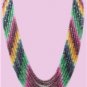 7 strand sapphire,ruby & emerald bead gemstone necklace