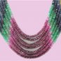 7 strand sapphire,ruby & emerald bead gemstone necklace