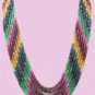 7 strand sapphire,ruby & emerald bead gemstone necklace