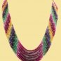 Handmade emerald,ruby & sapphire gemstone necklace