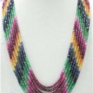 Handmade emerald,sapphire & ruby gemstone necklace