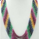 Blue sapphire,ruby & emerald beads gemstone necklace