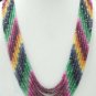 Blue sapphire,ruby & emerald beads gemstone necklace