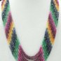 Blue sapphire,ruby & emerald beads gemstone necklace