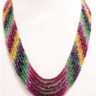 Handmade natural ruby,sapphire & emerald necklace