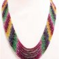 Handmade natural ruby,sapphire & emerald necklace