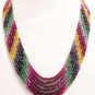 Handmade natural ruby,sapphire & emerald necklace
